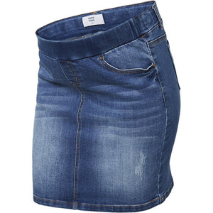 Mamalicious Montego denim nederdel, blå-Graviditetsshorts-Mammashop.dk